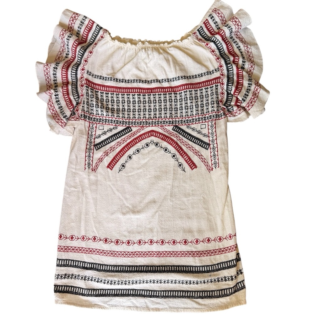 Zara embroidered off shoulder cotton dress small